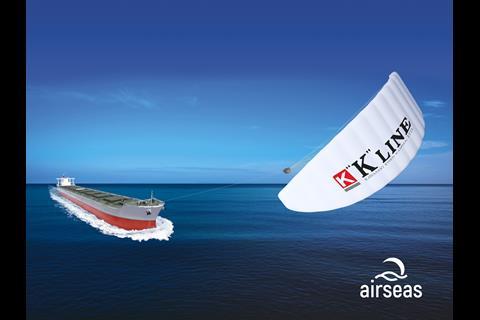 A 1,000m² serially-produced Seawing is expected be installed on one of “K” Line’s bulkers in 2022. (credit: Airseas)